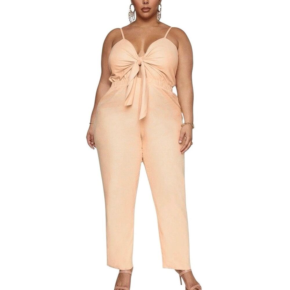 Fashion to Figure Nissa Tie-front Linen Jumpsuit NWT - 2X